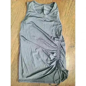 Athleta Side Scrunch Rash Guard, Swim Top, Shirt Women's Size S-M Gray Tank